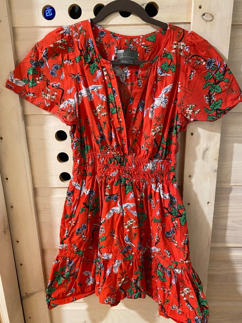 Somerset mini dress red and teal chinoiserie print
